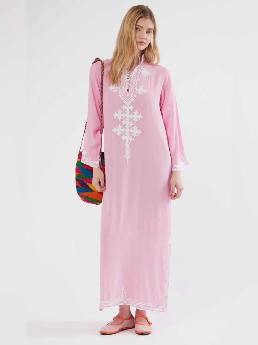Folkloore Moroccan Embroidered Cotton Kaftan Size 2